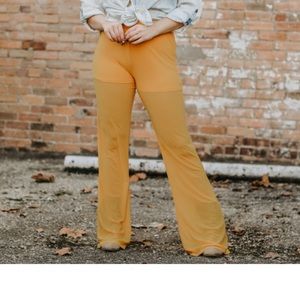 Mustard Mesh Bootcut Pant